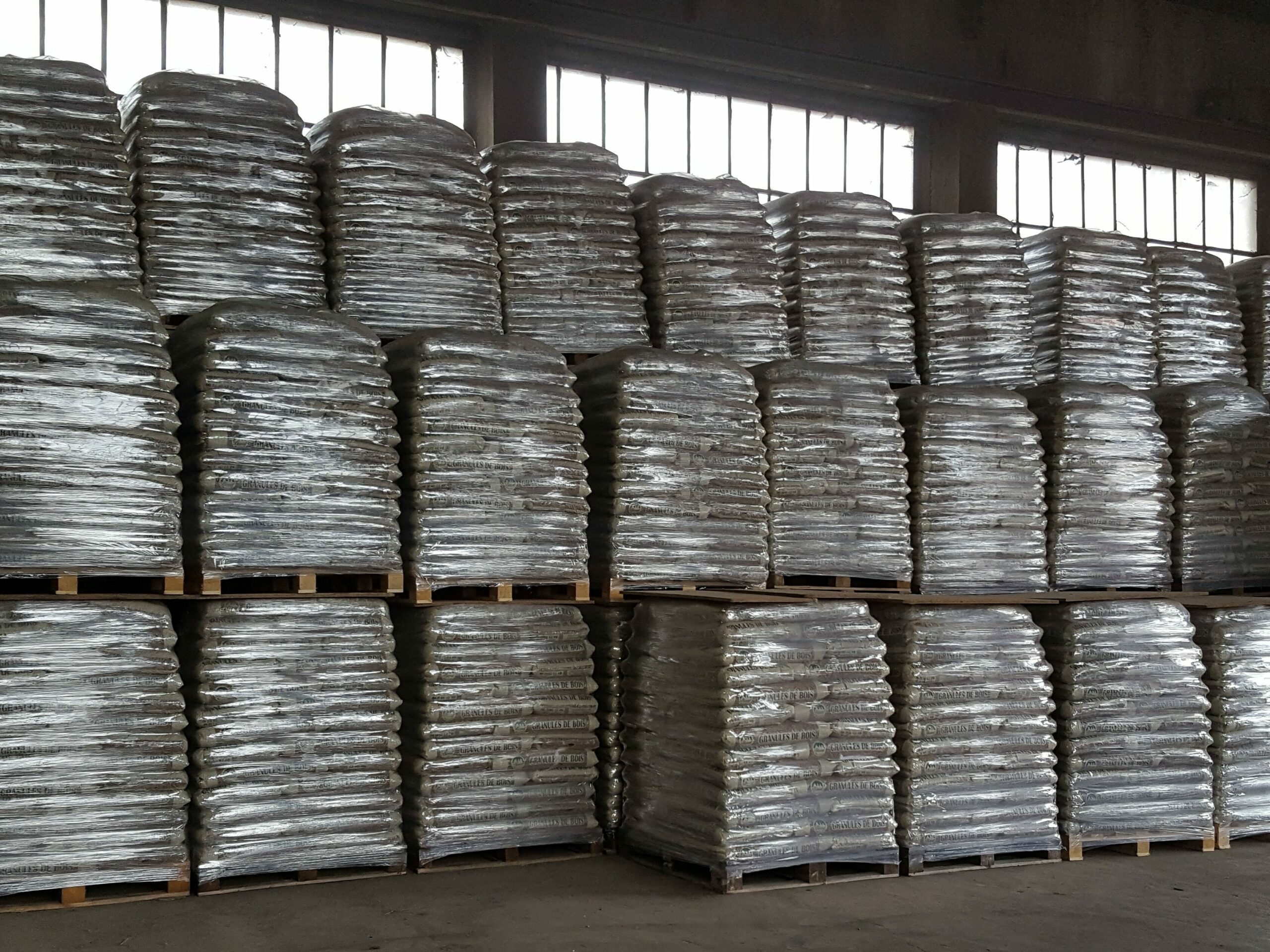 Palette de 66 sacs en départ d'usine et en livraison